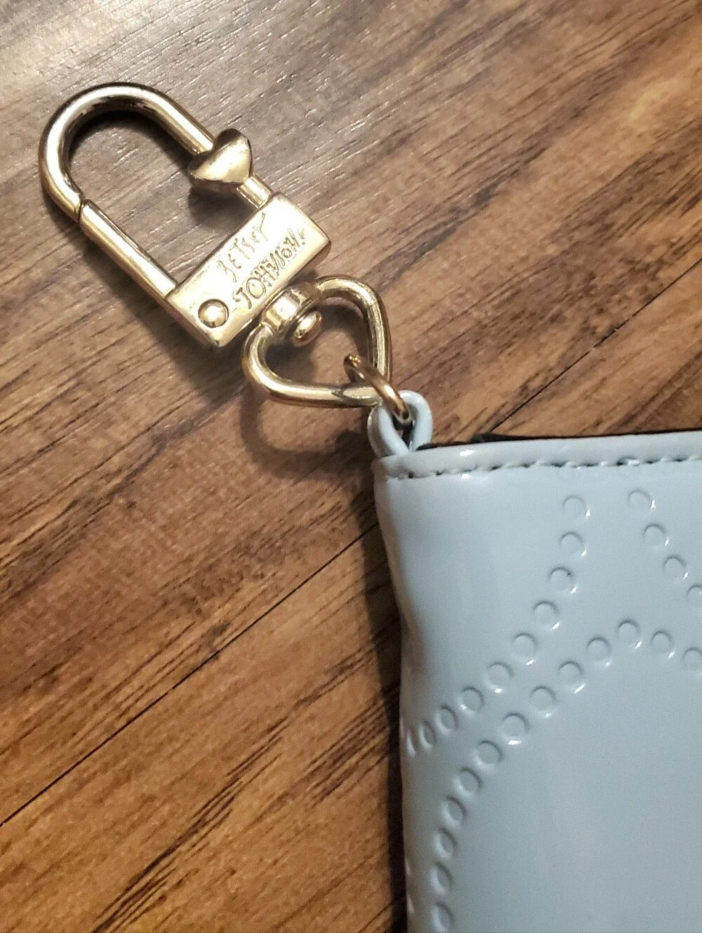 Betsey Johnson Small Heart Blue Patent Wallet - Picture 12 of 12
